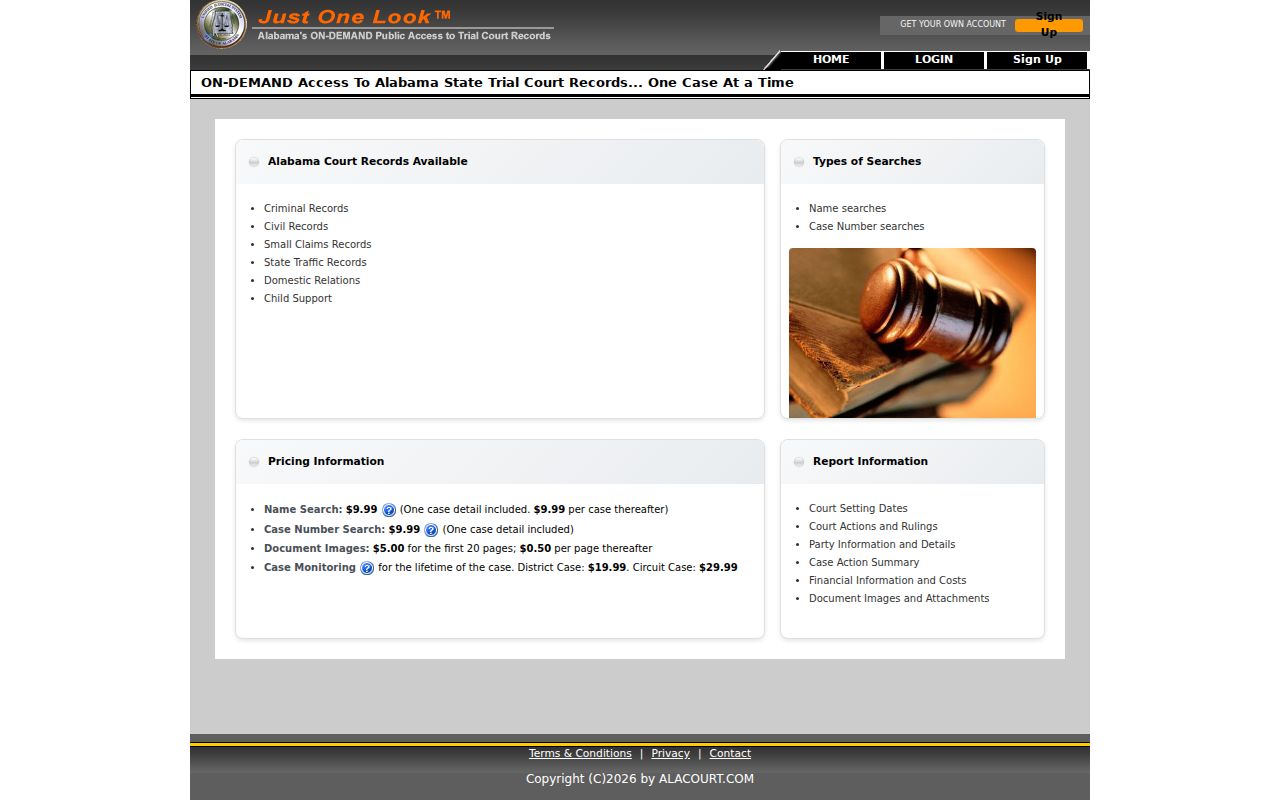 Chilton County criminal court cases in the Just One Look search interface
