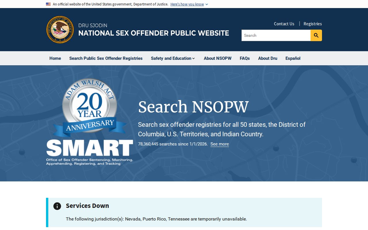 Chilton County sex offender search supplemented by the national NSOPW service