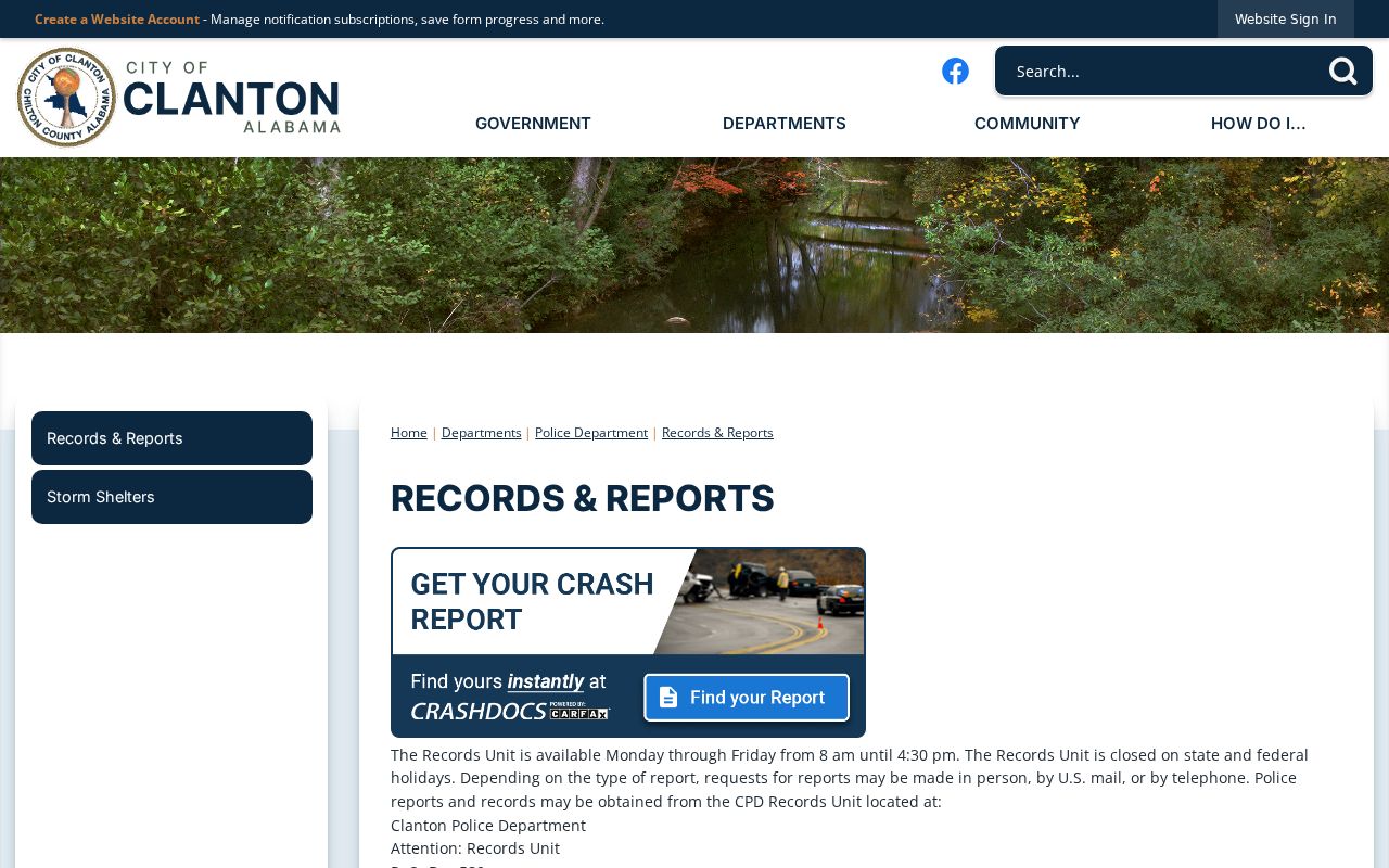 Clanton criminal records and Police Records Unit information