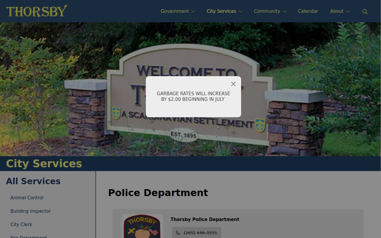 Thorsby criminal records and Police Department information